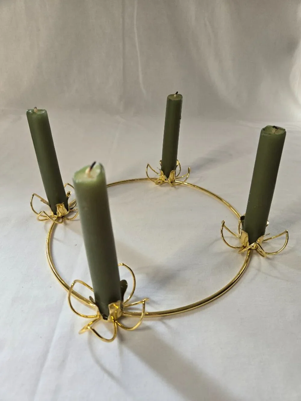 Vintage Metal Gibson Advent-Ring Wreath Candle Holder Christmas